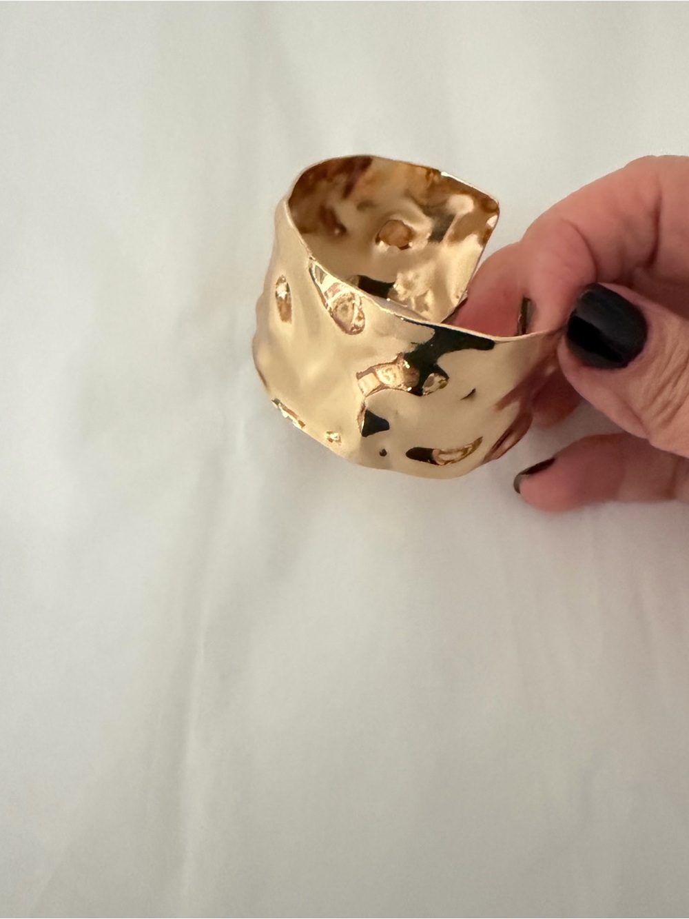 Gold Hammered Cuff Bracelet - Women Jewelry